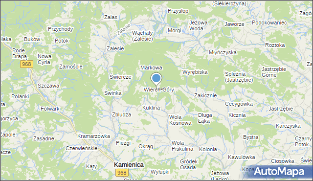 mapa Modyń, Modyń na mapie Targeo