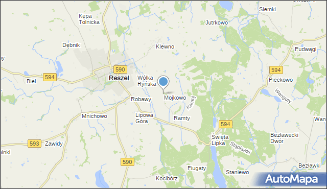 mapa Mojkowo, Mojkowo gmina Reszel na mapie Targeo