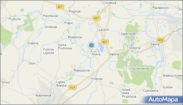 mapa Mokra, Mokra gmina Biała na mapie Targeo