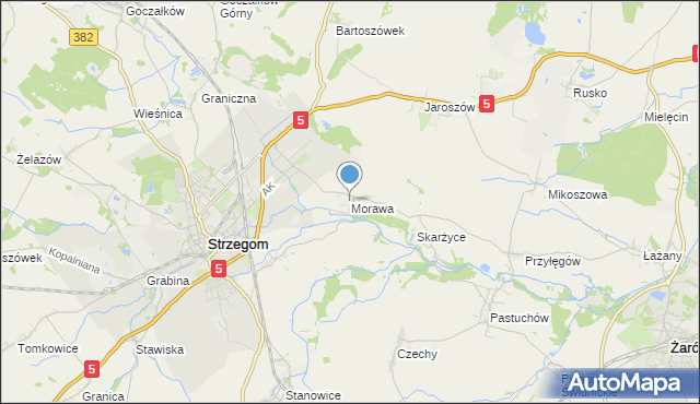 mapa Morawa, Morawa gmina Strzegom na mapie Targeo
