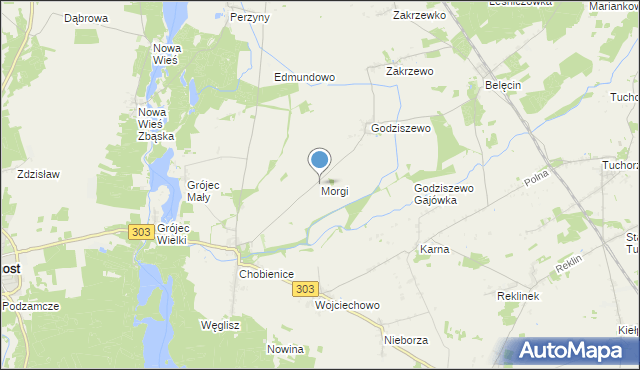 mapa Morgi, Morgi gmina Siedlec na mapie Targeo