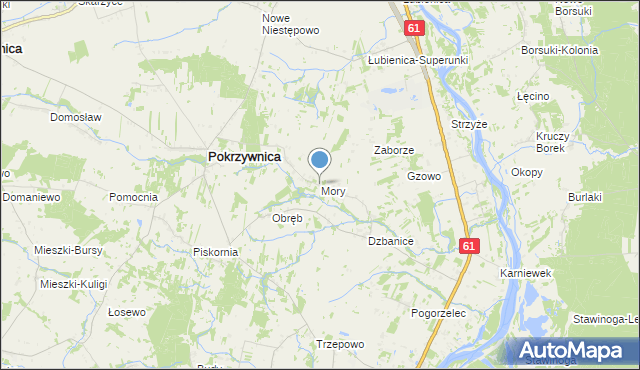 mapa Mory, Mory gmina Pokrzywnica na mapie Targeo