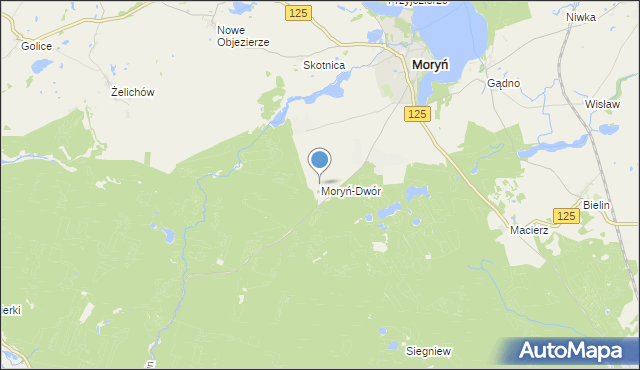 mapa Moryń-Dwór, Moryń-Dwór na mapie Targeo