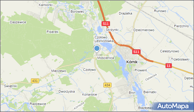mapa Mościenica, Mościenica na mapie Targeo
