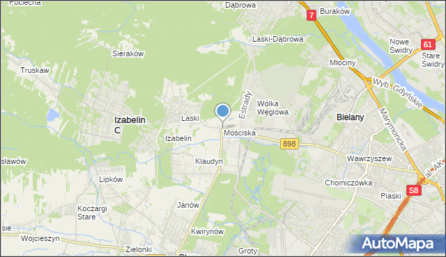 mapa Mościska, Mościska gmina Izabelin na mapie Targeo