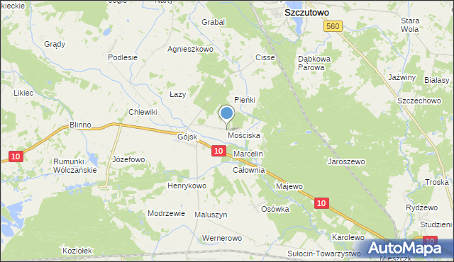 mapa Mościska, Mościska gmina Szczutowo na mapie Targeo