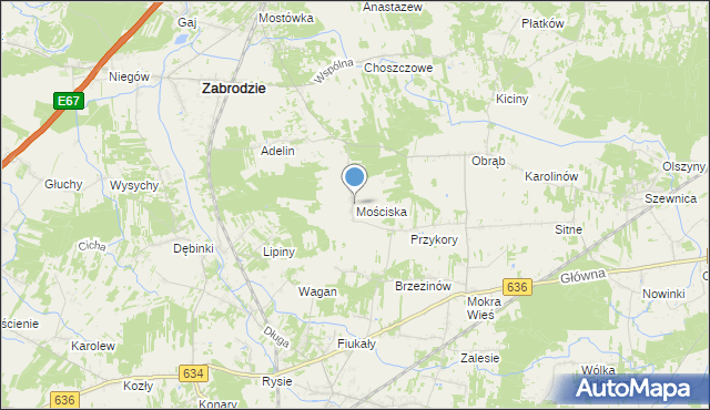 mapa Mościska, Mościska gmina Zabrodzie na mapie Targeo
