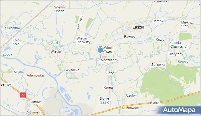 mapa Moszczany, Moszczany na mapie Targeo