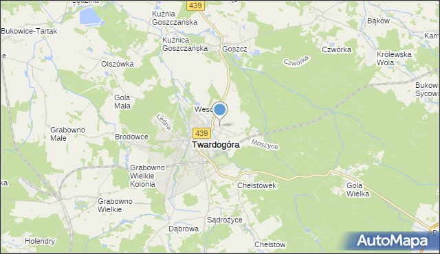 mapa Moszyce, Moszyce na mapie Targeo