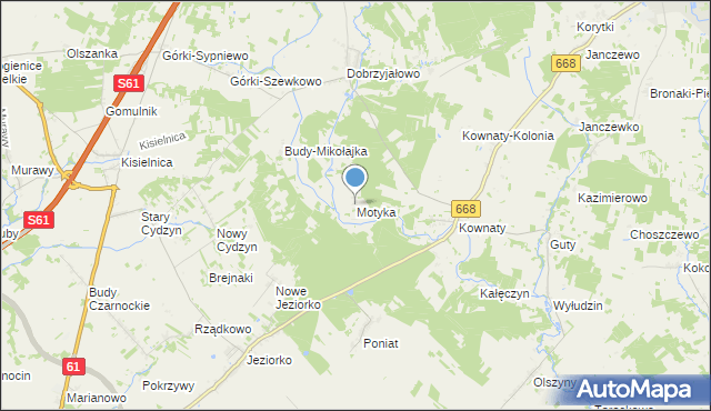 mapa Motyka, Motyka na mapie Targeo