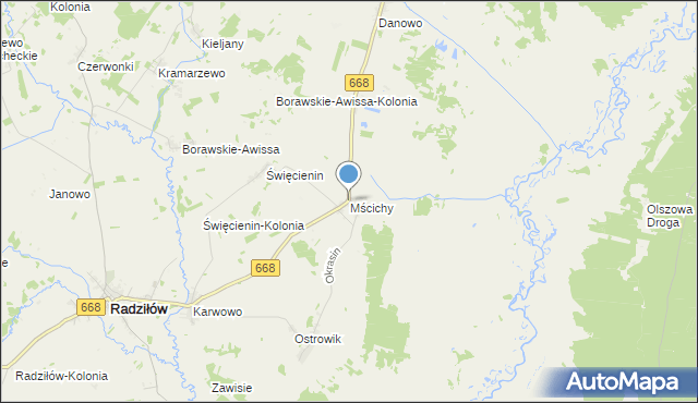 mapa Mścichy, Mścichy gmina Radziłów na mapie Targeo