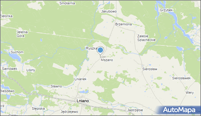 mapa Mszano, Mszano gmina Lniano na mapie Targeo