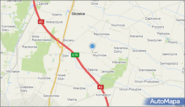 mapa Muchnów, Muchnów na mapie Targeo