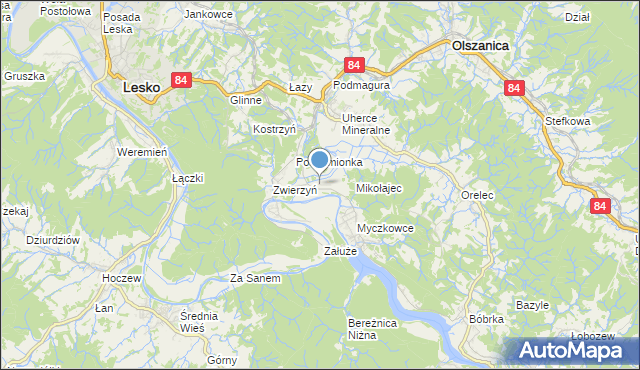 mapa Myczkowce-Osiedle, Myczkowce-Osiedle na mapie Targeo