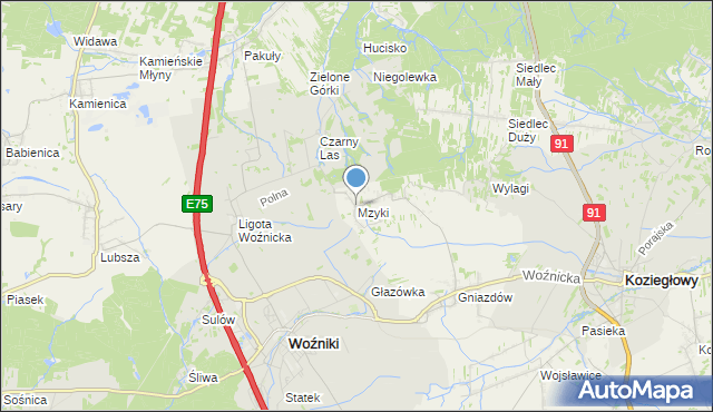 mapa Mzyki, Mzyki na mapie Targeo