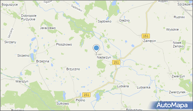 mapa Nadarzyn, Nadarzyn gmina Pełczyce na mapie Targeo