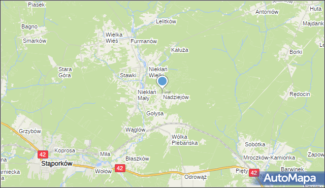 mapa Nadziejów, Nadziejów gmina Stąporków na mapie Targeo