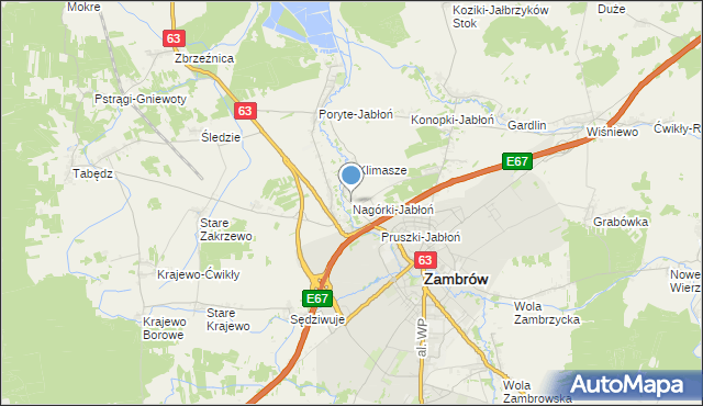 mapa Nagórki-Jabłoń, Nagórki-Jabłoń na mapie Targeo