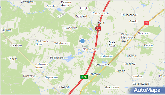 mapa Napoleonów, Napoleonów gmina Kamieńsk na mapie Targeo