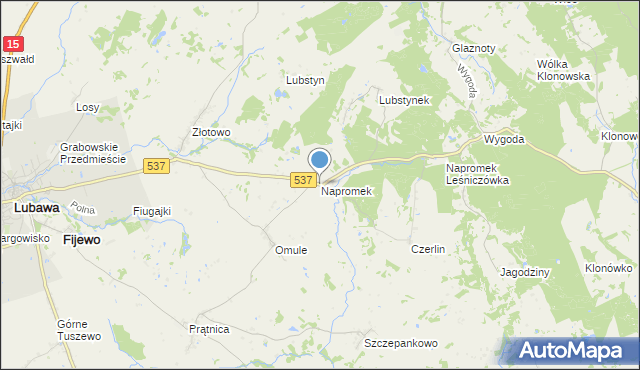 mapa Napromek, Napromek na mapie Targeo