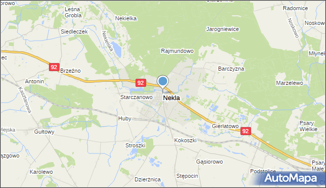 mapa Nekla, Nekla powiat wrzesiński na mapie Targeo
