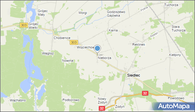 mapa Nieborza, Nieborza na mapie Targeo