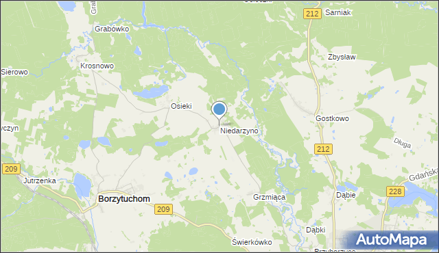 mapa Niedarzyno, Niedarzyno na mapie Targeo