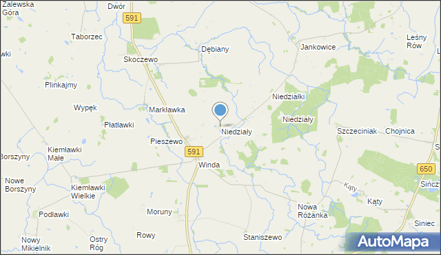 mapa Niedziały, Niedziały gmina Barciany na mapie Targeo