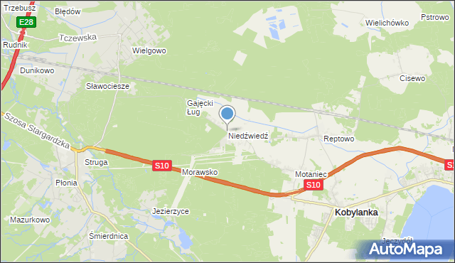 mapa Niedźwiedź, Niedźwiedź gmina Kobylanka na mapie Targeo
