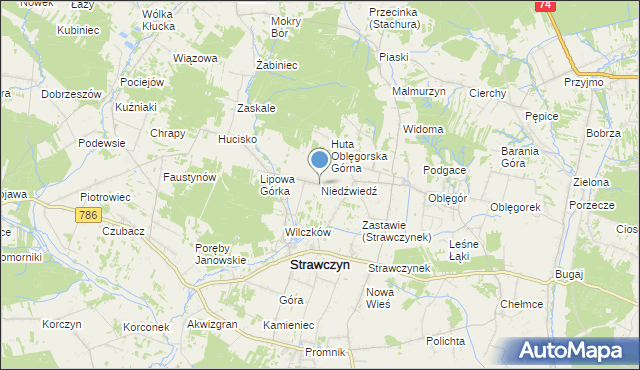 mapa Niedźwiedź, Niedźwiedź gmina Strawczyn na mapie Targeo