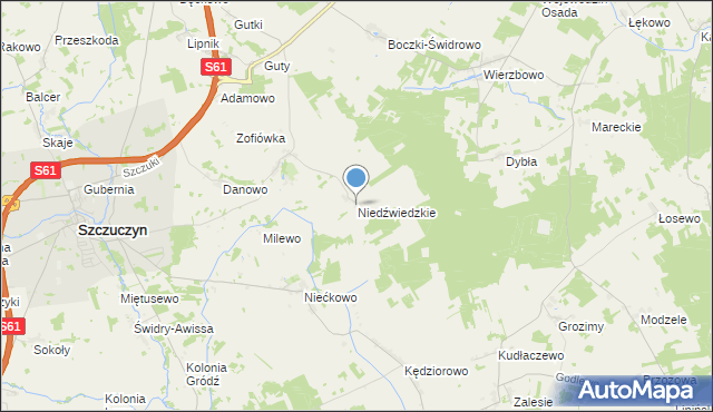 mapa Niedźwiedzkie, Niedźwiedzkie gmina Szczuczyn na mapie Targeo