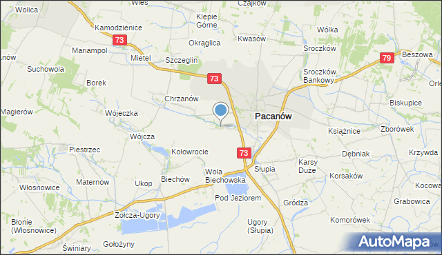 mapa Niegosławice, Niegosławice gmina Pacanów na mapie Targeo