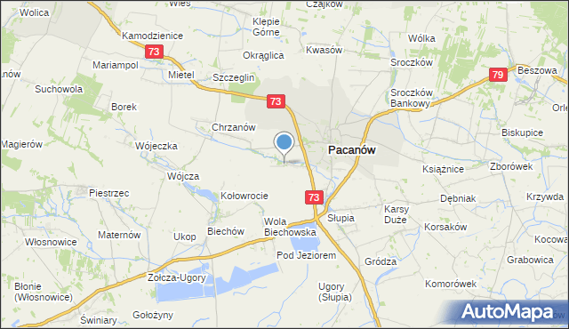 mapa Niegosławice, Niegosławice gmina Pacanów na mapie Targeo