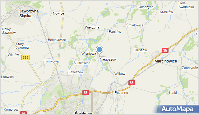 mapa Niegoszów, Niegoszów na mapie Targeo