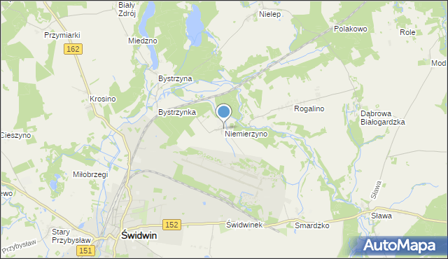 mapa Niemierzyno, Niemierzyno gmina Świdwin na mapie Targeo