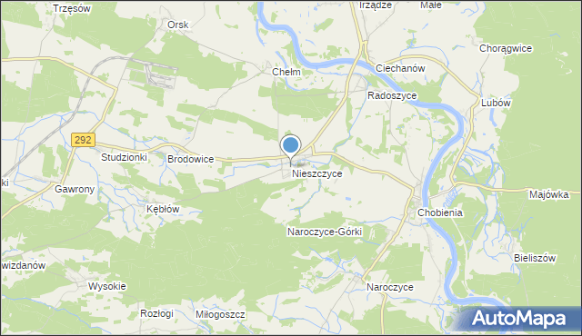 mapa Nieszczyce, Nieszczyce na mapie Targeo