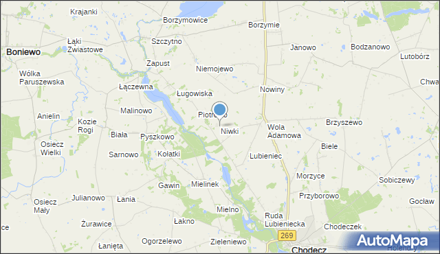 mapa Niwki, Niwki gmina Chodecz na mapie Targeo