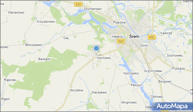 mapa Nochowo, Nochowo na mapie Targeo