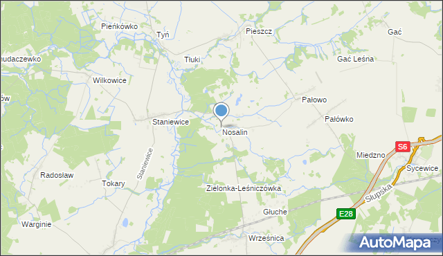 mapa Nosalin, Nosalin na mapie Targeo