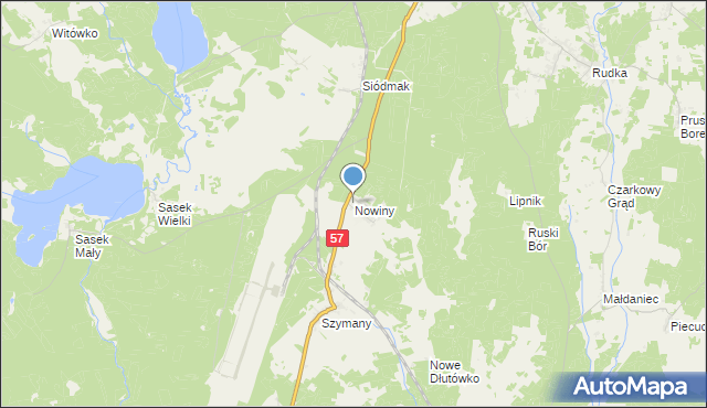 mapa Nowiny, Nowiny gmina Szczytno na mapie Targeo