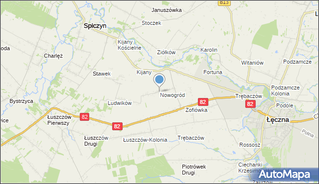 mapa Nowogród, Nowogród gmina Łęczna na mapie Targeo