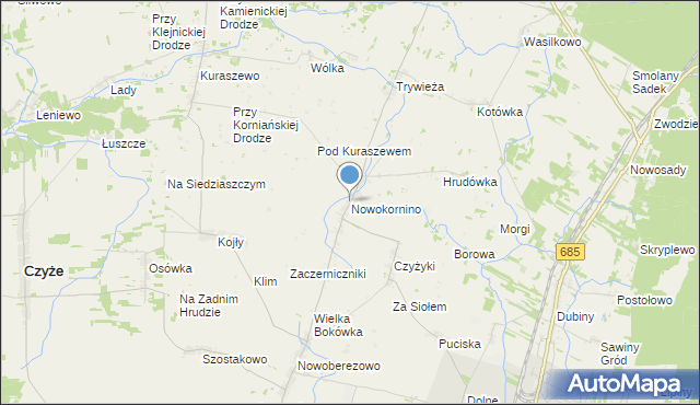 mapa Nowokornino, Nowokornino na mapie Targeo