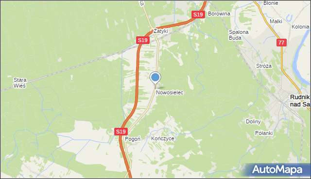 mapa Nowosielec, Nowosielec gmina Nisko na mapie Targeo