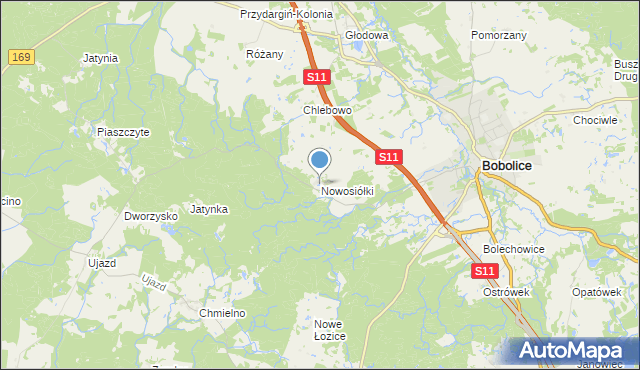 mapa Nowosiółki, Nowosiółki gmina Bobolice na mapie Targeo