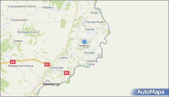 mapa Nowosiółki, Nowosiółki gmina Sławatycze na mapie Targeo