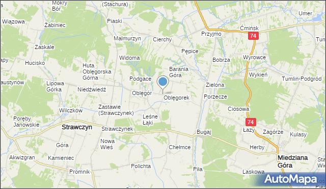 mapa Oblęgorek, Oblęgorek na mapie Targeo