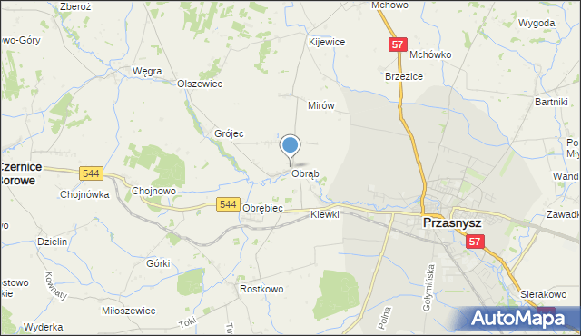 mapa Obrąb, Obrąb gmina Przasnysz na mapie Targeo