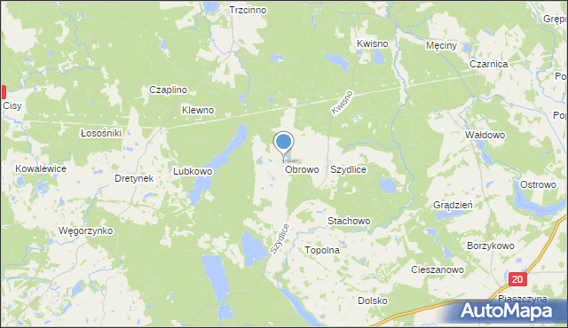 mapa Obrowo, Obrowo gmina Miastko na mapie Targeo