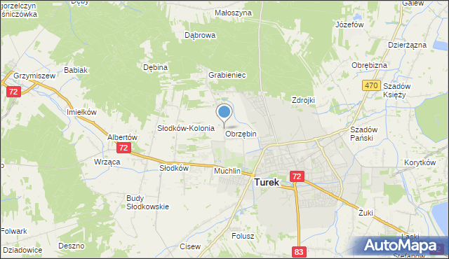 mapa Obrzębin, Obrzębin na mapie Targeo