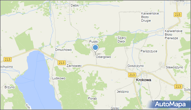 mapa Odargowo, Odargowo gmina Krokowa na mapie Targeo